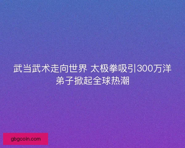 武当武术走向世界 太极拳吸引300万洋弟子掀起全球热潮